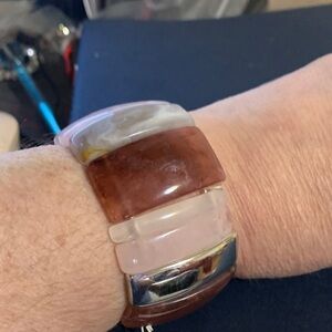 Fashion Resin Cuff Bracelet - Brown & Pink